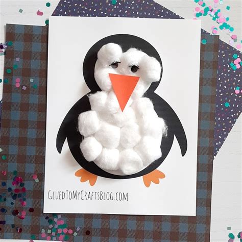 White Cotton Ball Penguin Craft Idea | Animal crafts for kids, Winter crafts for kids, Crafts