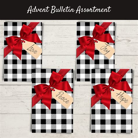 Advent Bulletin Covers Advent Service Programs Christmas Flyers Black and White Buffalo Check ...