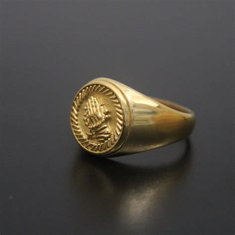 Gold Praying Hands Signet Ring Stainless Steel 7-12 / Engraved - Etsy