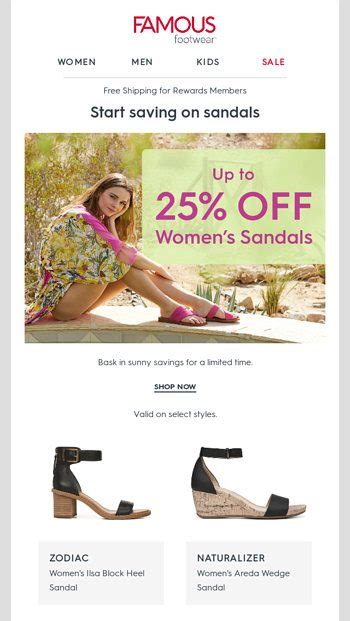 Time for new sandals ☀️ Save up to 25% now - Famous Footwear Email Archive