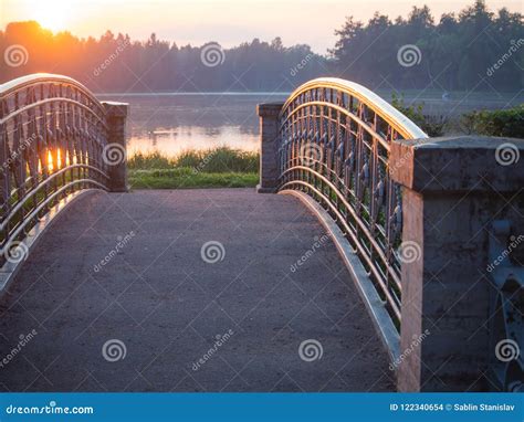 Ancient Bridge in the Park at Sunset. Stock Photo - Image of blue, famous: 122340654