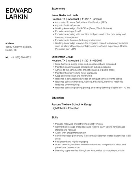 Attendant Resume Samples | Velvet Jobs