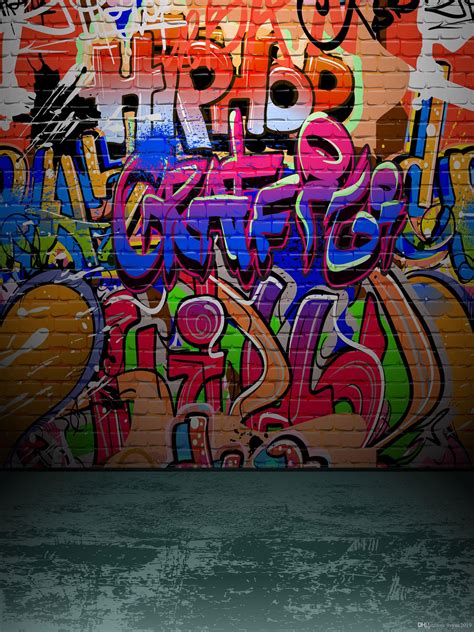 Accessories Kate 8x8ft/2.5x2.5m Graffiti Wall Backdrops Hip Hop Video Backdrop Brick Background ...