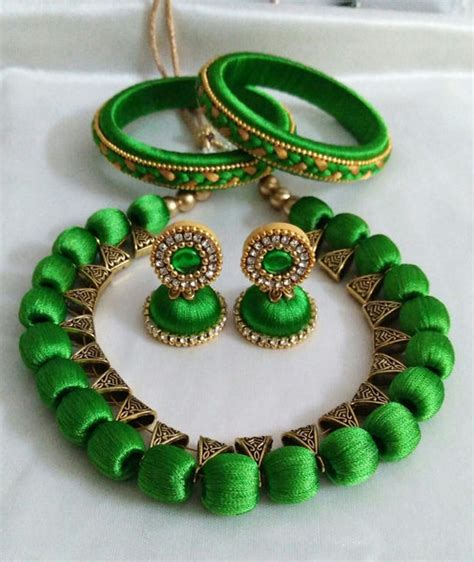 Green Silk Thread Jewellery Set