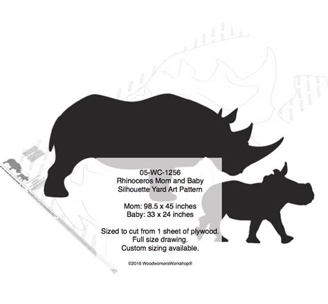 Rhinoceros Mom and Baby Silhouette Yard Art Woodworking Pattern ...