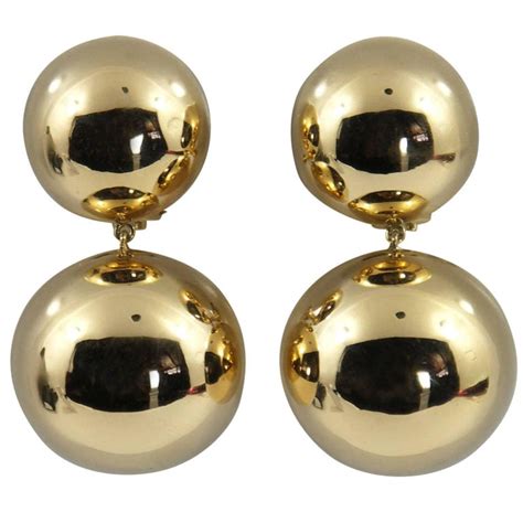 Gold Ball Drop Earrings For Sale at 1stDibs | gold ball dangle earrings ...