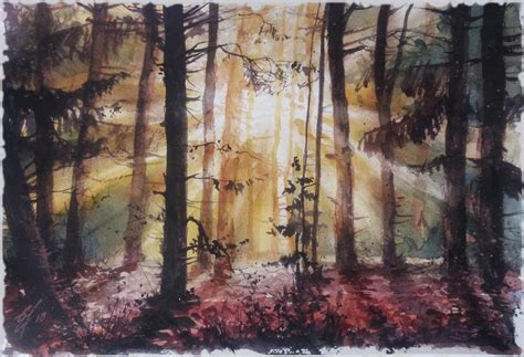 "Forest in the sun rays" Watercolor. 21 x 29 cm . : r/Watercolor