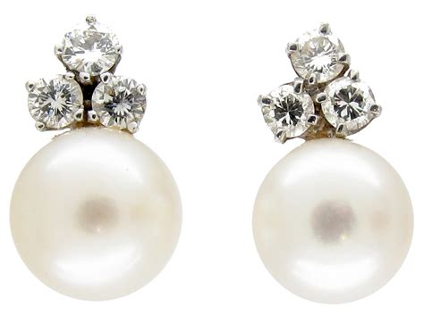 Pearl & Diamond Earrings (806E) | The Antique Jewellery Company