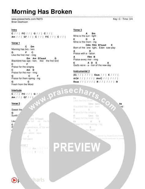 Morning Has Broken Chords PDF (Brian Doerksen) - PraiseCharts