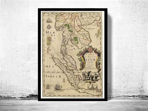 Old Map of Thailand Old Siam 1686 Vintage Map - VINTAGE MAPS AND PRINTS