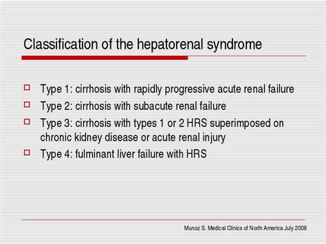 Types Of Hepatorenal Syndrome