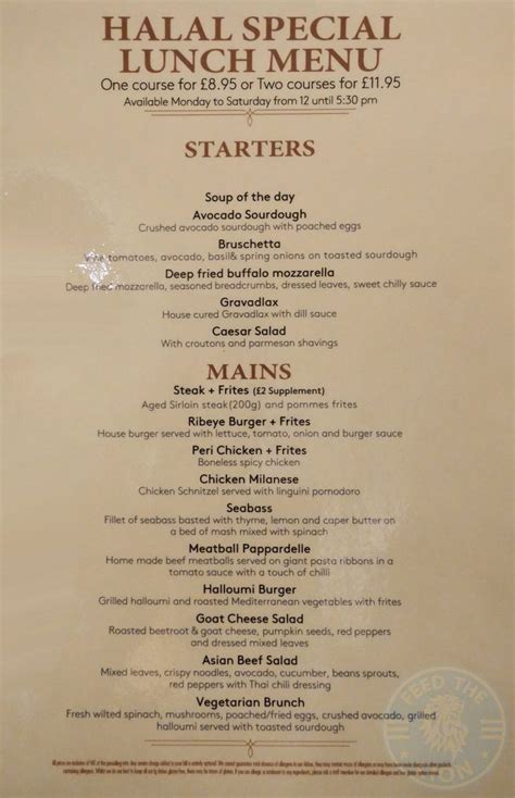 menu The Steak Restaurant Hatch End London Halal restaurant - Feed the Lion