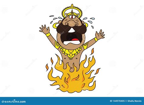 Vector Cartoon Illustration of Cute Ravan. Stock Vector - Illustration of culture, burning ...