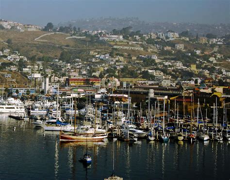 a harbor filled with lots of boats next to a hillside