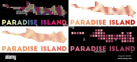 Paradise Island map. Collection of map of Paradise Island in dotted ...