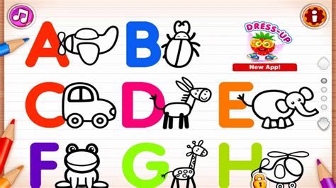 ABC Draw, Kids Drawing and Reading Game (Letters ABCD) - YouTube