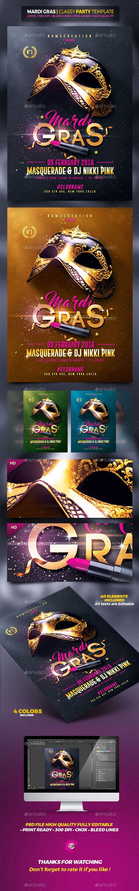 Mardi Gras | Classy Flyer Template | Flyer template, Flyer, Mardi gras