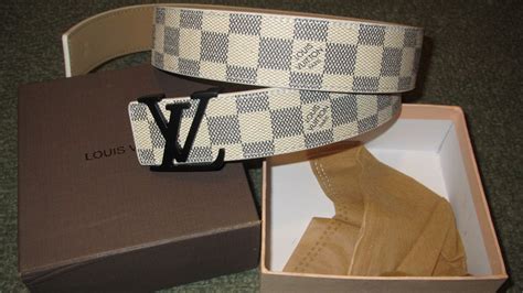 LV BELTS : Replica Louis Vuitton Azure Damier With Black Buckle Belt