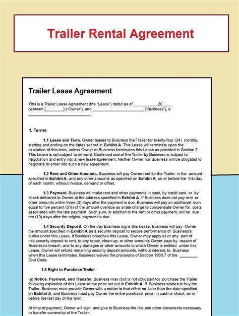 Trailer Rental Agreement Food Truck Lease Contract RV Truck Rental ...