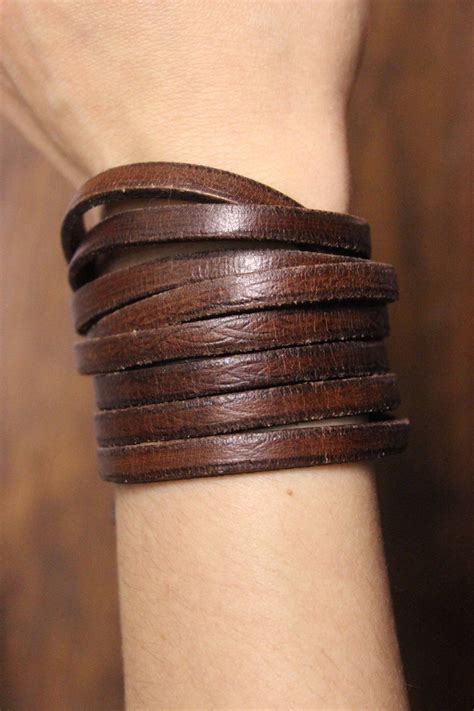 Brown Leather Wrap Bracelet | Etsy