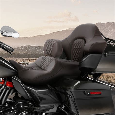 C.C. RIDER Rider Backrest 2 Up Seat Driver Backrest Pad For Harley Touring CVO Street Glide Road ...