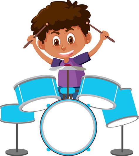 A little boy playing drums on white background 6764003 Vector Art at Vecteezy