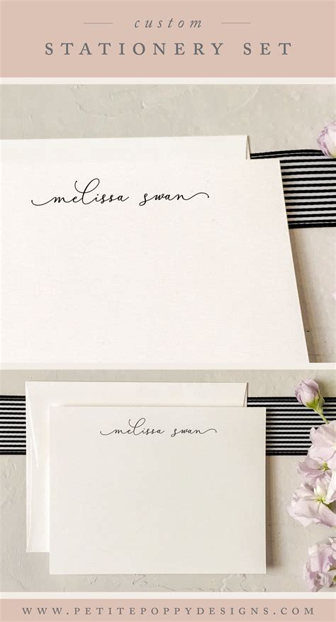 Simple Elegant Custom Stationery Set, Calligraphy Notecards, Personalized Feminine Stationery ...