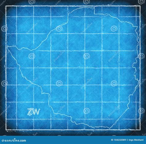 Zimbabwe Map Blue Print Artwork Illustration Silhouette Stock Illustration - Illustration of ...