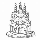 Premium Vector  Birthday Cake Isolated Coloring Page For Kids sketch template