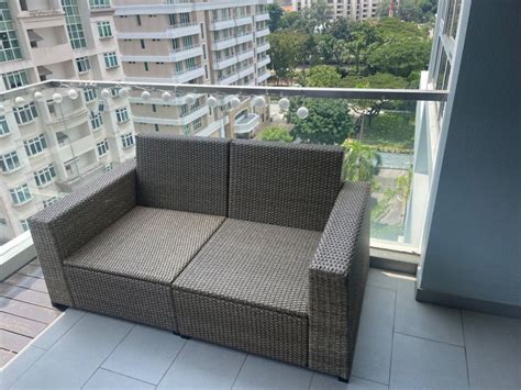 IKEA SOLLERON 2 SEATS MODULAR OUTDOOR SOFA WITH CUSHIONS, Furniture & Home Living, Outdoor ...