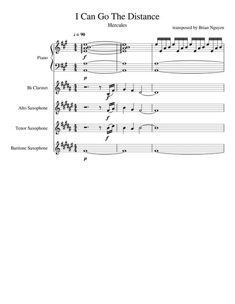 I Can Go The Distance sheet music for Piano, Clarinet, Alto Saxophone ...