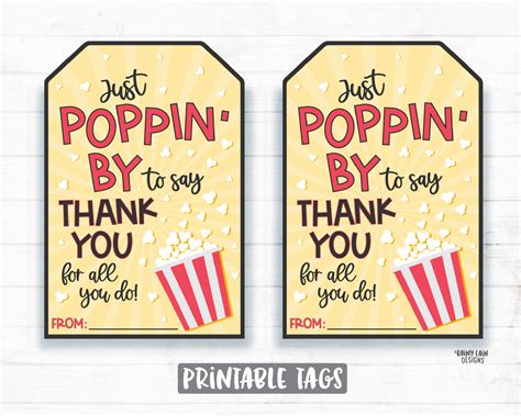 Popcorn Thank You Tag just poppin by to say thank you for all you do J ...