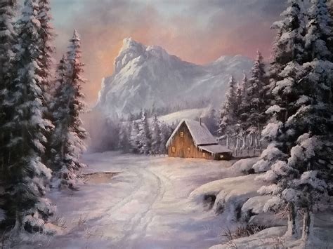 "Winter Cabin" Oil Painting by Kevin Hill Watch short oil painting lessons on YouTube ...