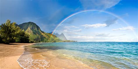 Rainbow over the beach in Hawaii wallpapers and images - wallpapers ...