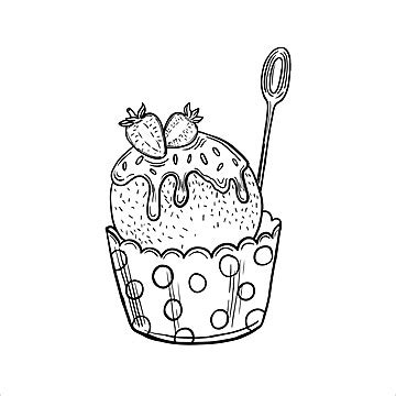 Sketch Of A Cup Filled With Ice Cream Scoops In Vector Art Form Vector ...