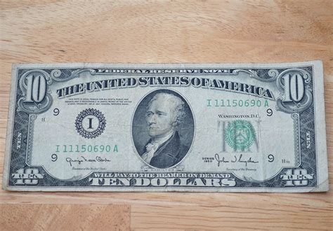 1950 Vintage Ten Dollar Bill Rare Old 10 Dollar Banknote | Etsy