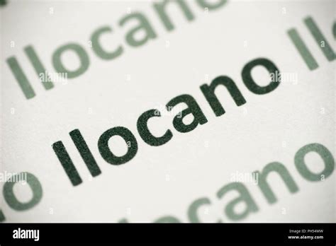 word Ilocano language printed on white paper macro Stock Photo - Alamy