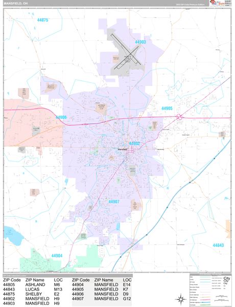 Mansfield Wall Map Premium Style