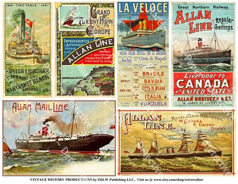 Steamship Posters and Timetable Covers Printed Sheet Allan | Etsy | Art ...