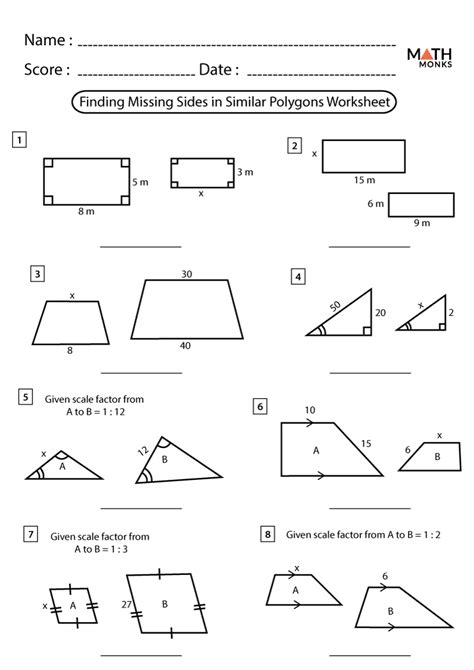 Similar Polygons Worksheets - Math Monks