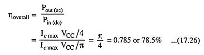 Class B Power Amplifier - Operation and Efficiency derivation