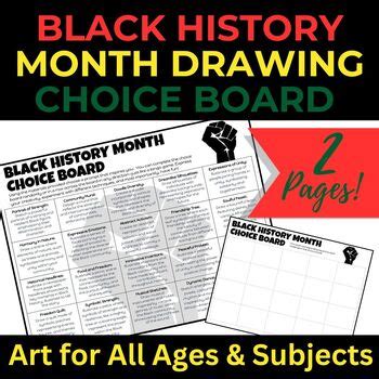 Black History Month Drawing Choice Board / Art Sketchbook Prompts