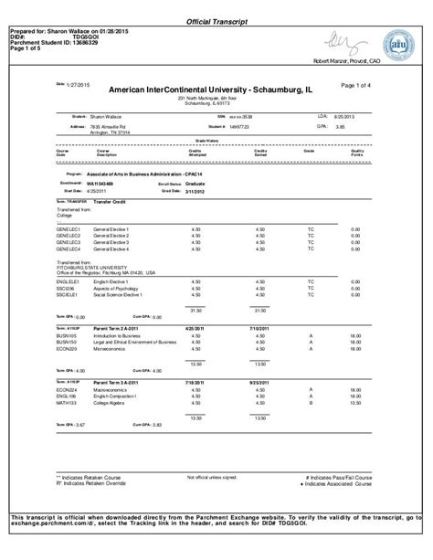 official transcript