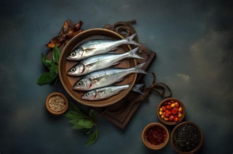 Premium AI Image | A picture of fish on a plate with spices and herbs.