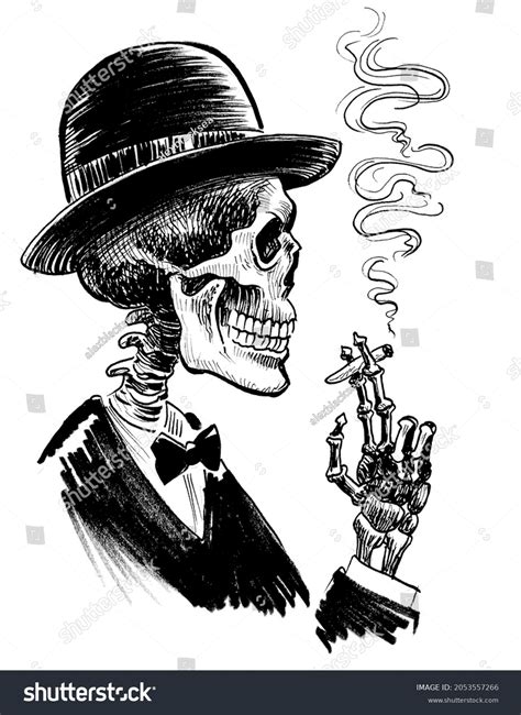 Human Skeleton Smoking Ink Black White Stock Illustration 2053557266 ...