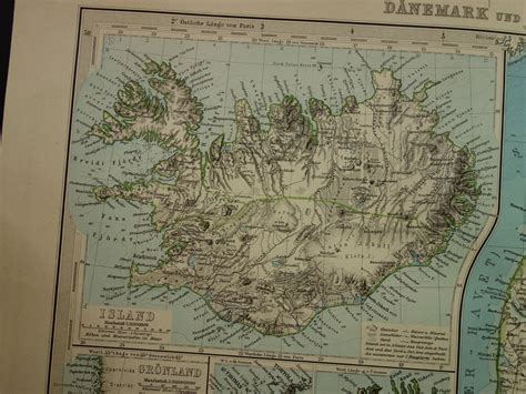 DENMARK old map of Denmark LARGE original 1890 hand-colored | Etsy