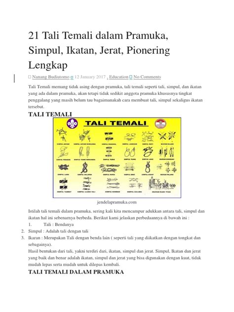 21 Tali Temali Dalam Pramuka | PDF