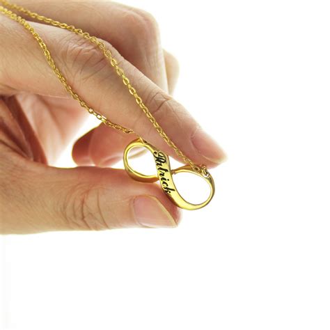 Infinity Symbol Jewelry Necklace Engraved Name 18K Gold Plated