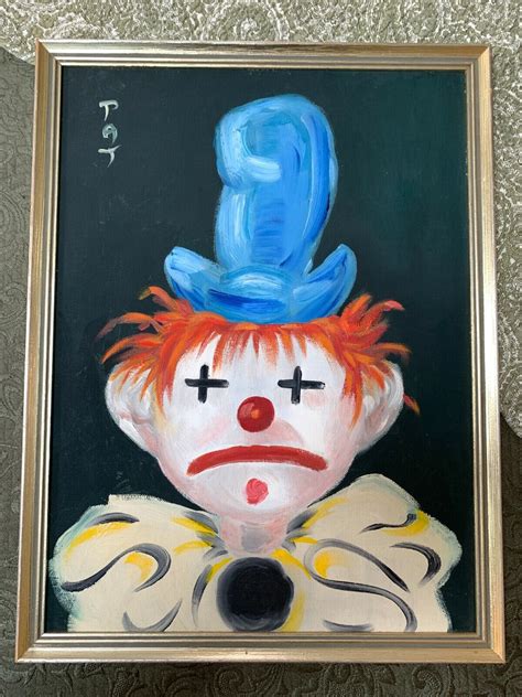 Vintage Sad Clown Painting