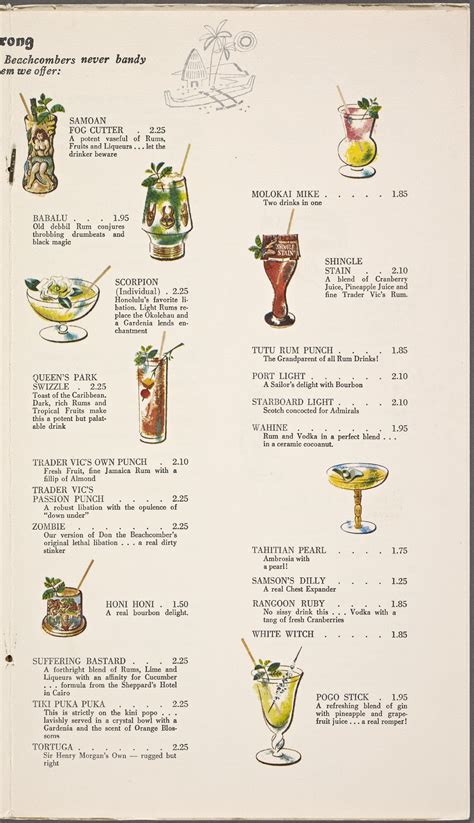 Trader Vic's: Menus: Whats on the menu? | Cafe menu design, Restaurant menu design, Drink menu